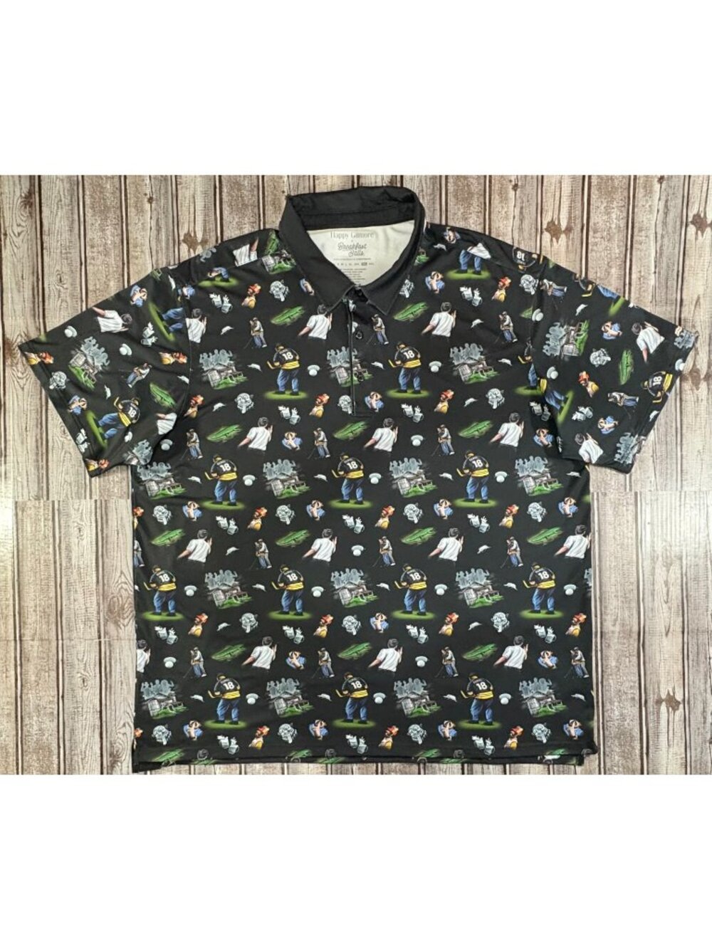 Happy Gilmore RSVLTS Polo Shirt size 3XL Black Breakfast Balls Loud Stretch Logo